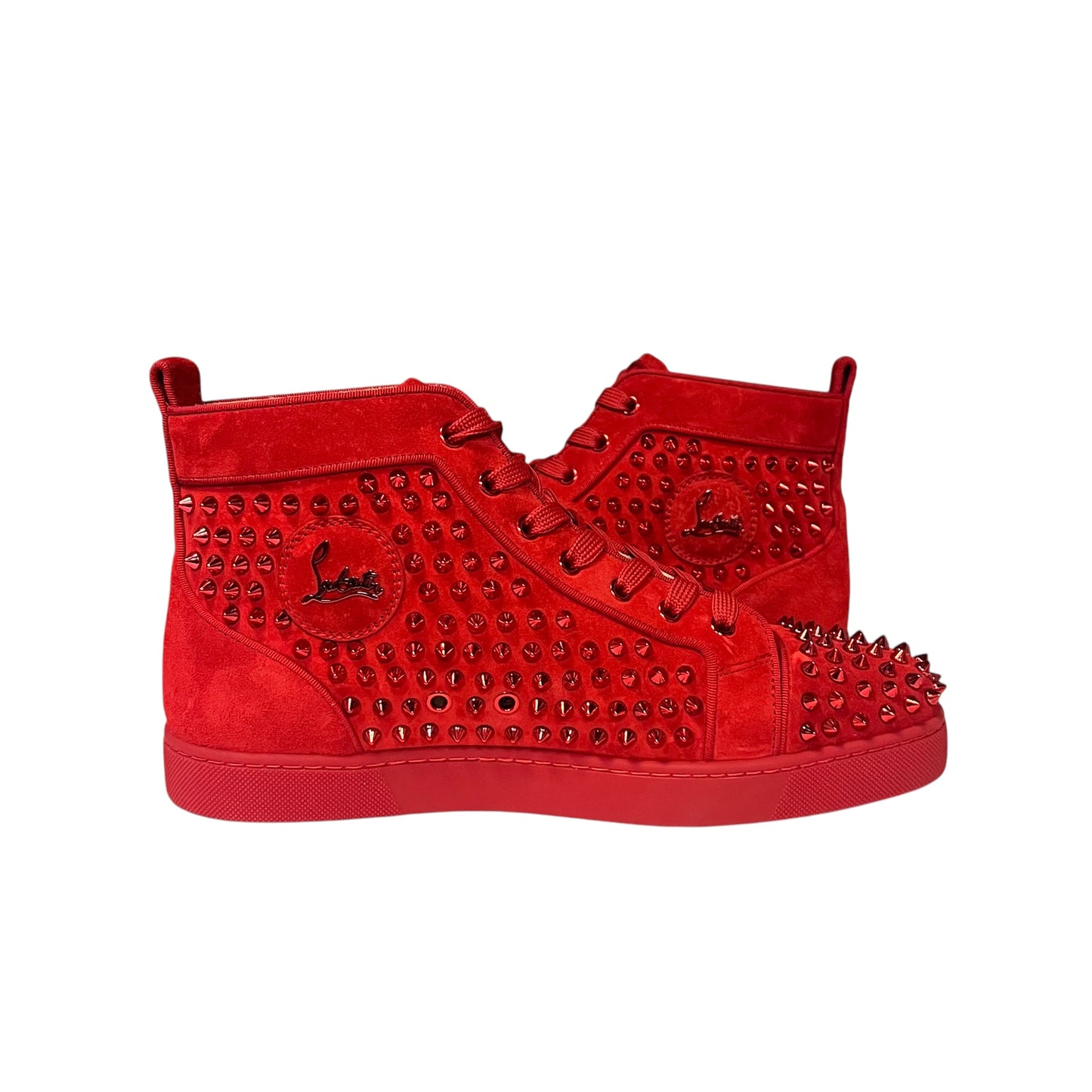 CHRISTIAN LOUBOUTIN Louis Orlato Spike Hi Top Sneakers in Red | 43