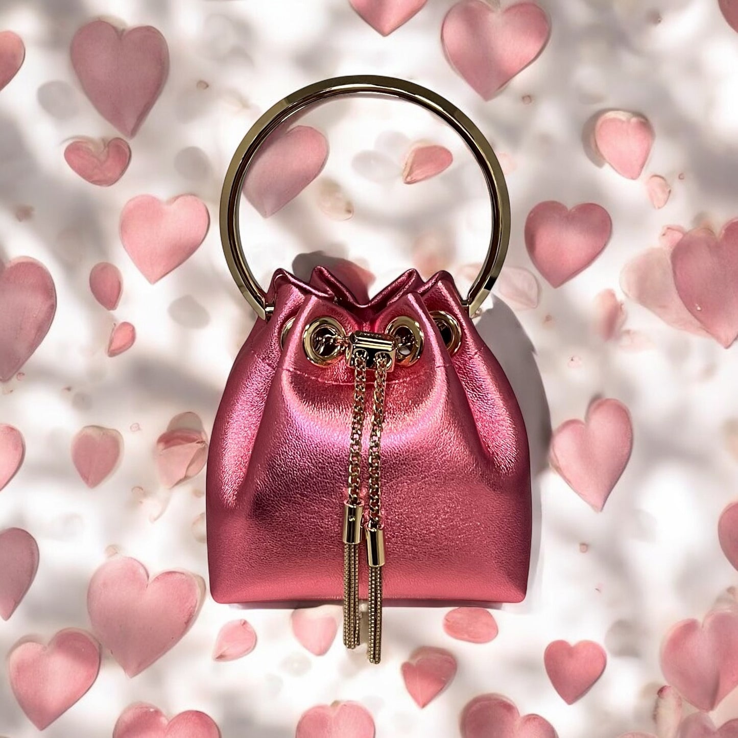 JIMMY CHOO Micro Bon Bon in Metallic Pink