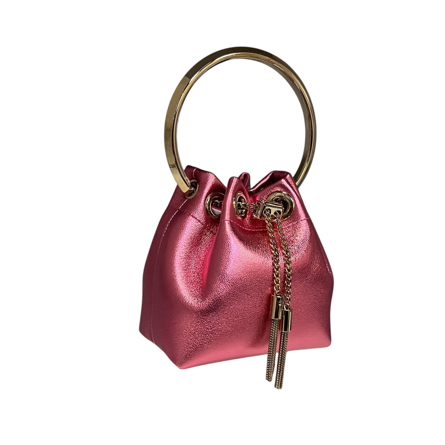 JIMMY CHOO Micro Bon Bon in Metallic Pink