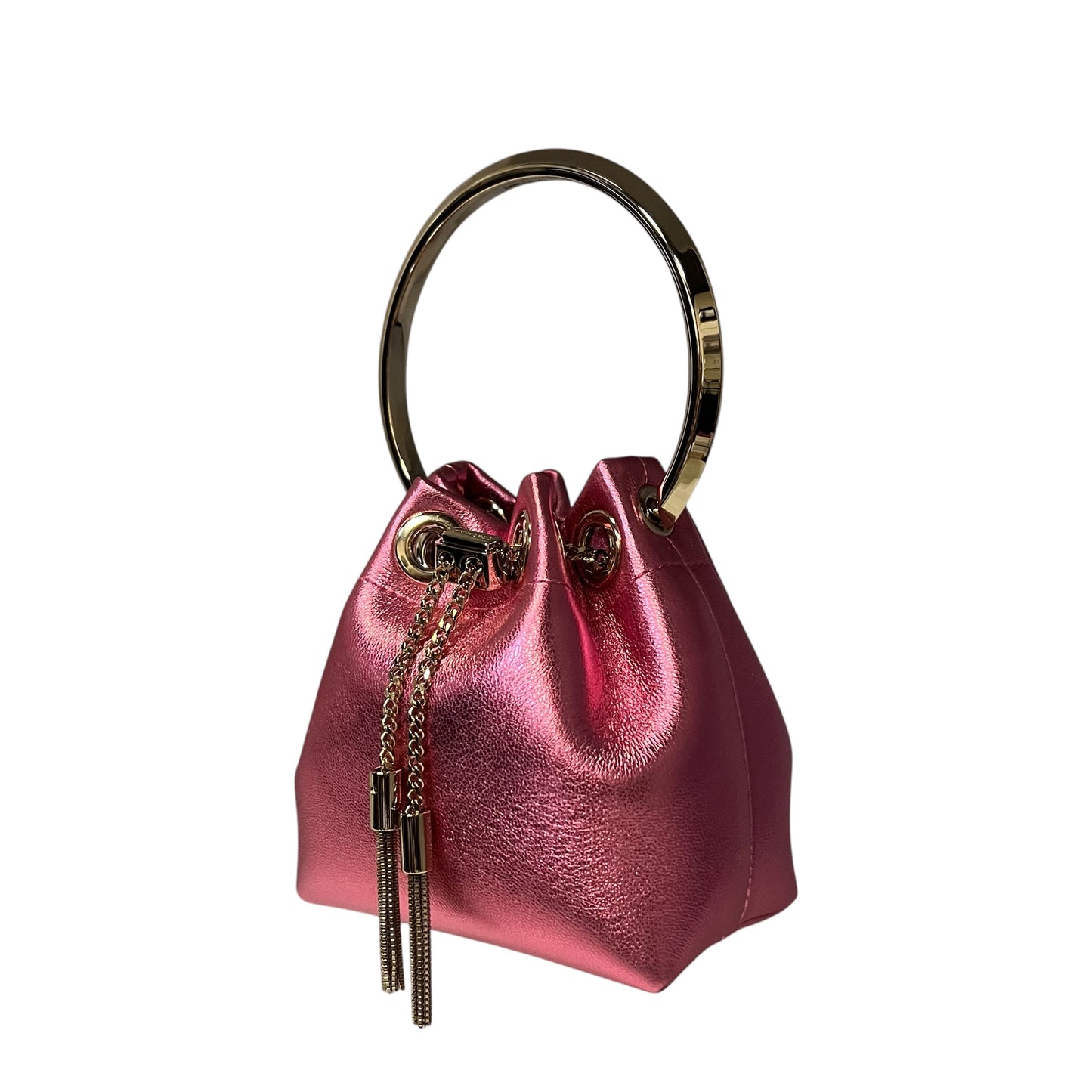 JIMMY CHOO Micro Bon Bon in Metallic Pink