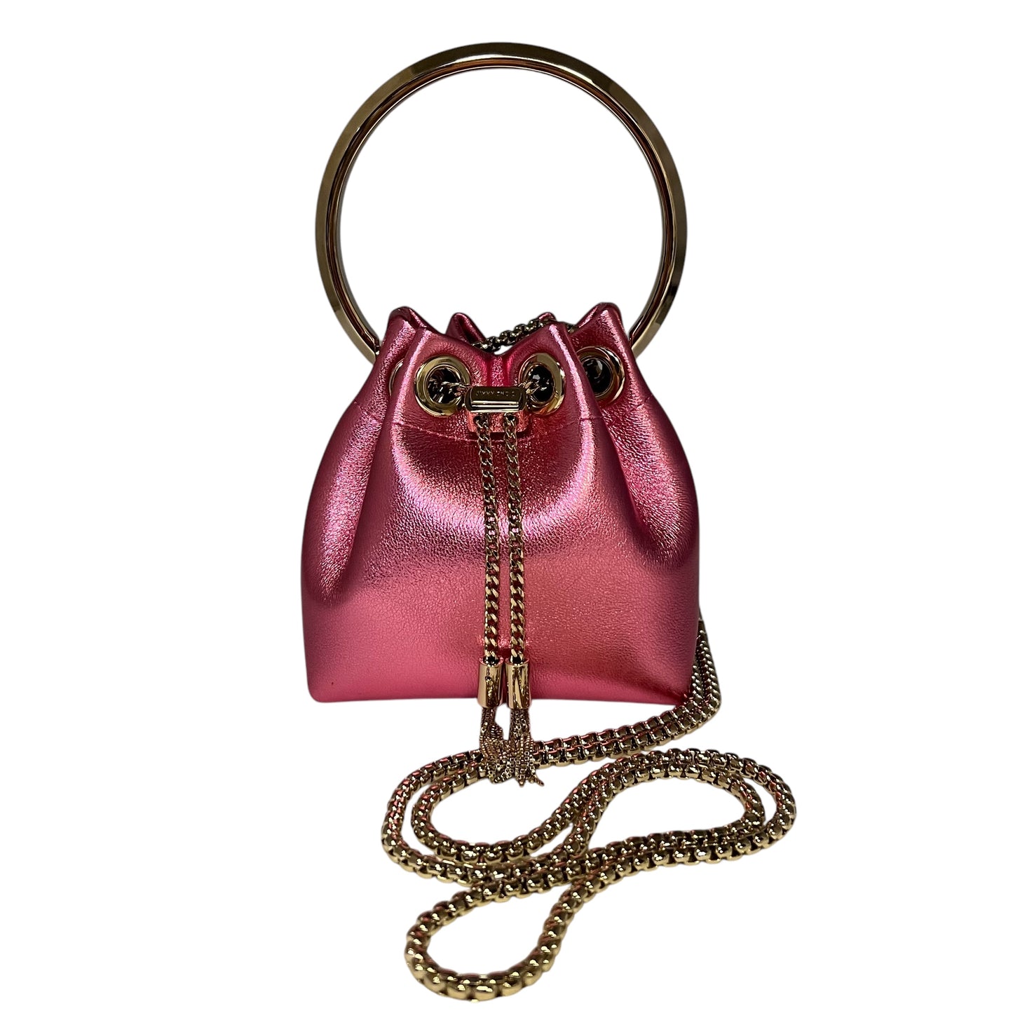 JIMMY CHOO Micro Bon Bon in Metallic Pink