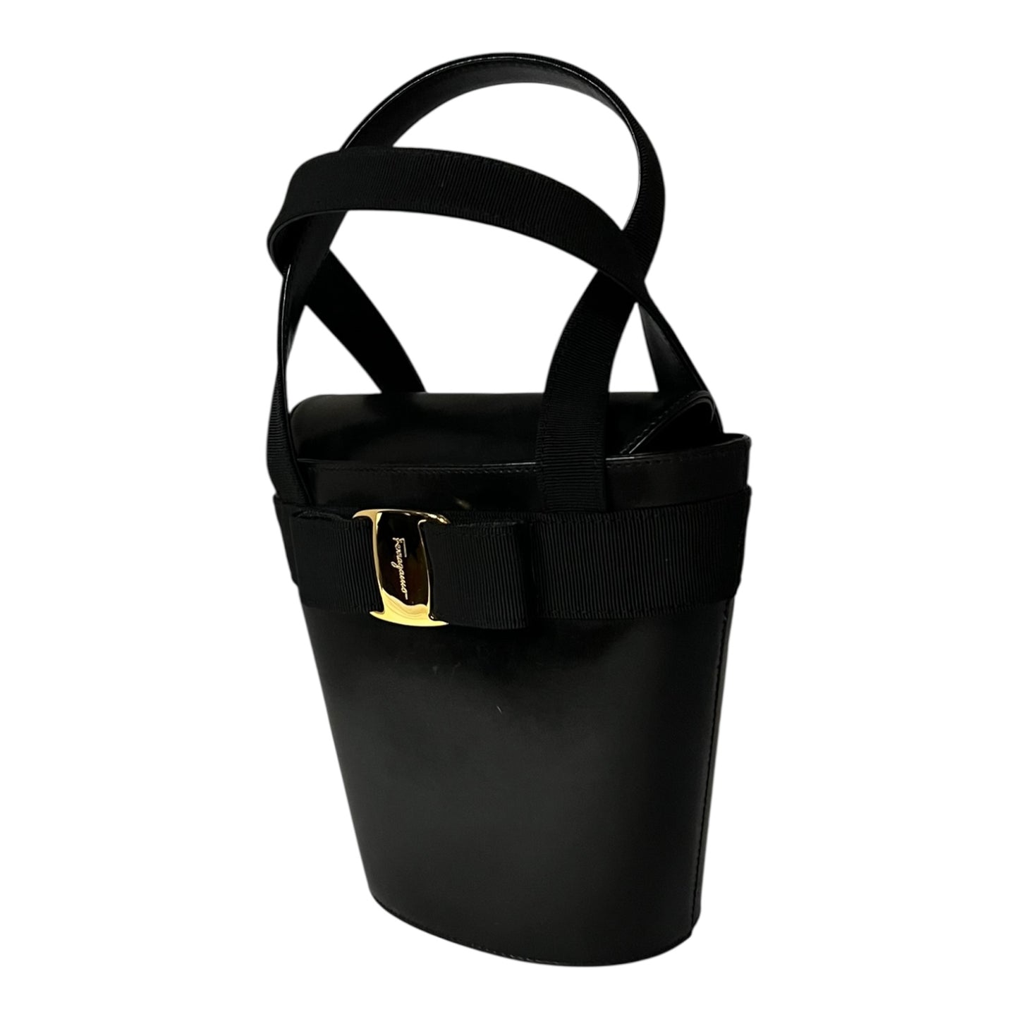 FERRAGAMO Vara Top Handle Bucket Bag in Black