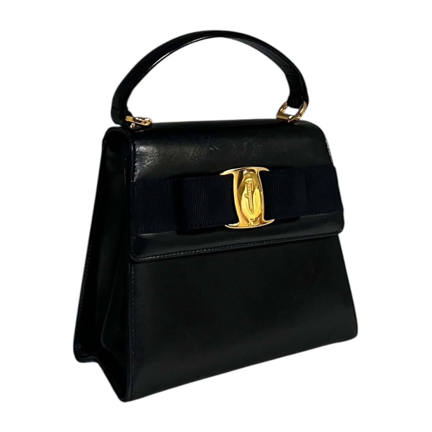 FERRAGAMO Vara Top Handle Crossbody in Navy