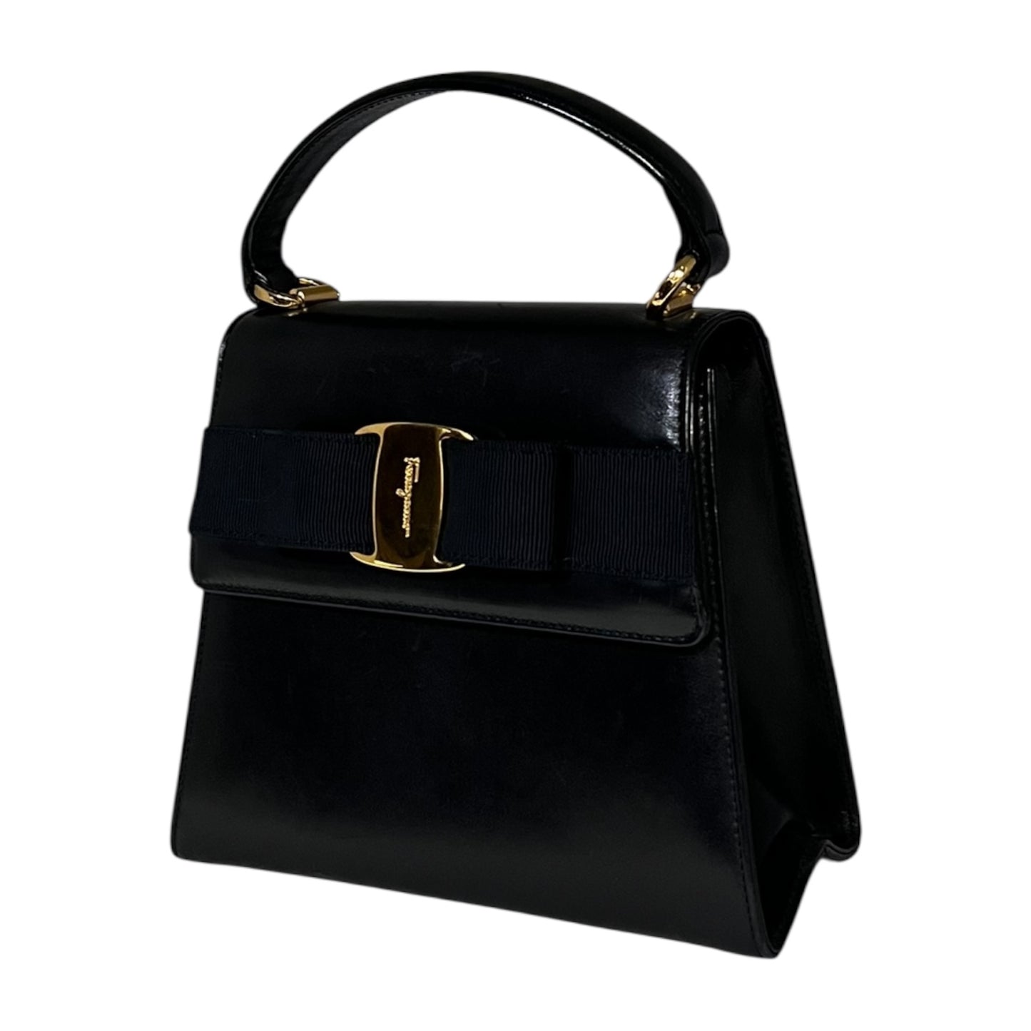 FERRAGAMO Vara Top Handle Crossbody in Navy