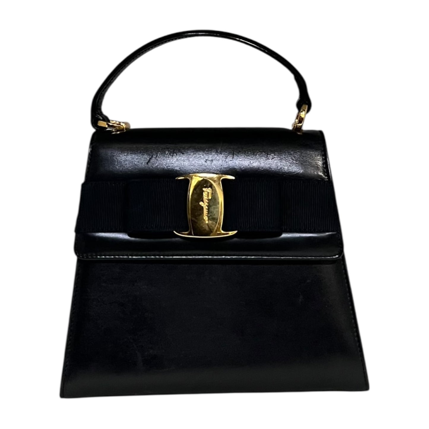 FERRAGAMO Vara Top Handle Crossbody in Navy