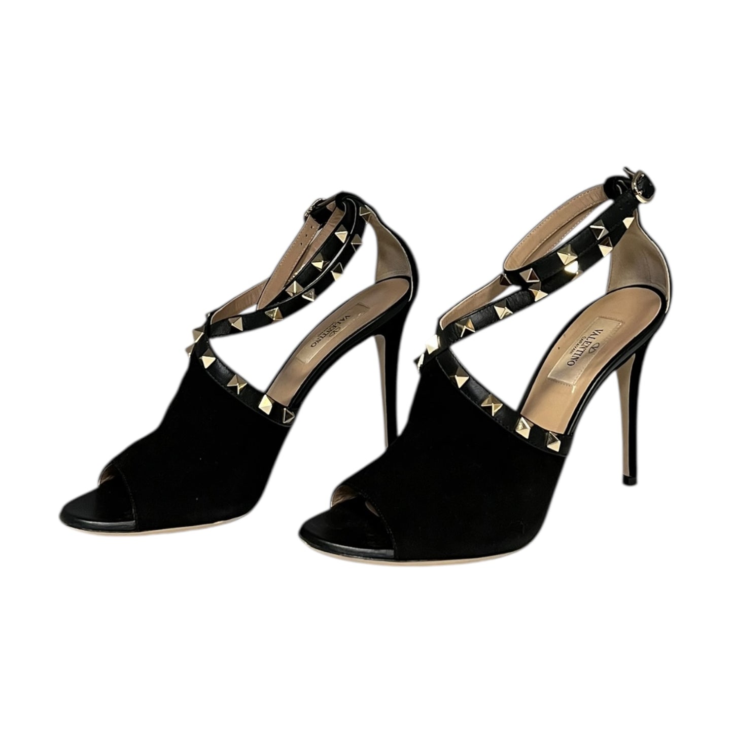 VALENTINO Rockstud Suede Glove Sandal in Black | 37.5