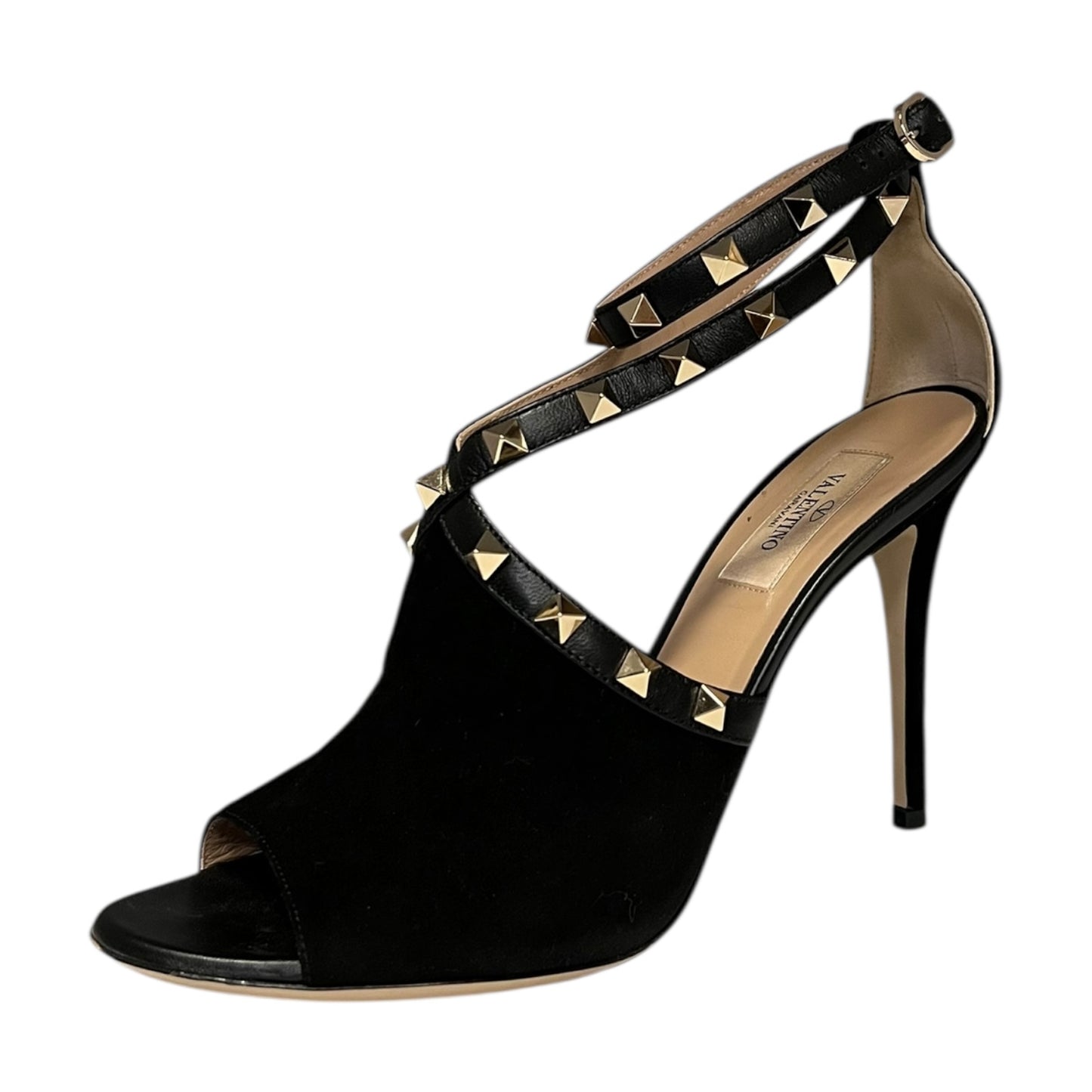 VALENTINO Rockstud Suede Glove Sandal in Black | 37.5