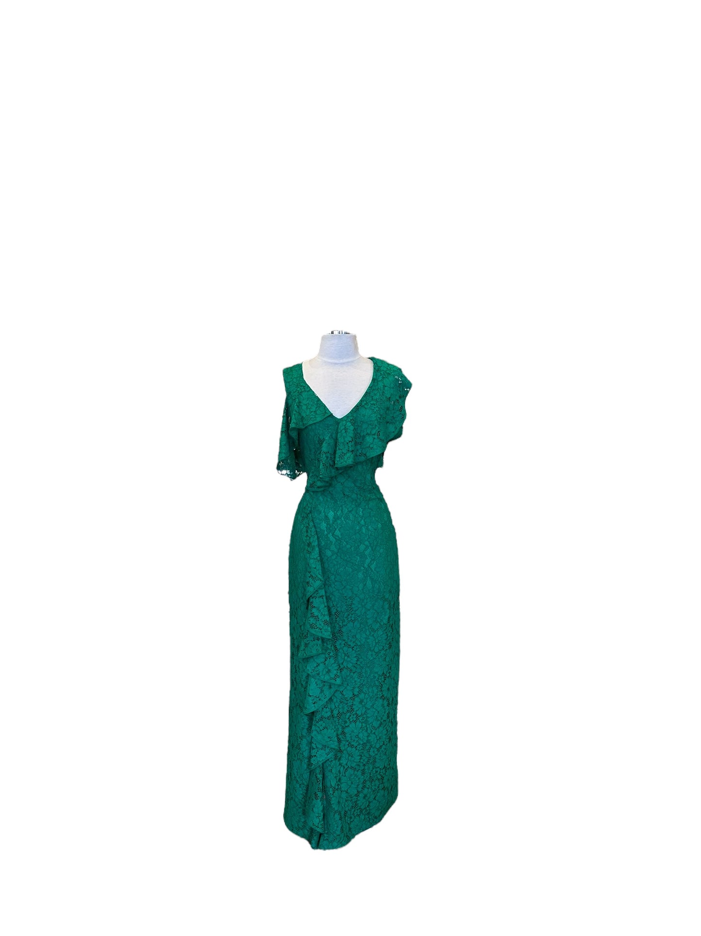 CAROLINA HERRERA Lace Ruffle Gown