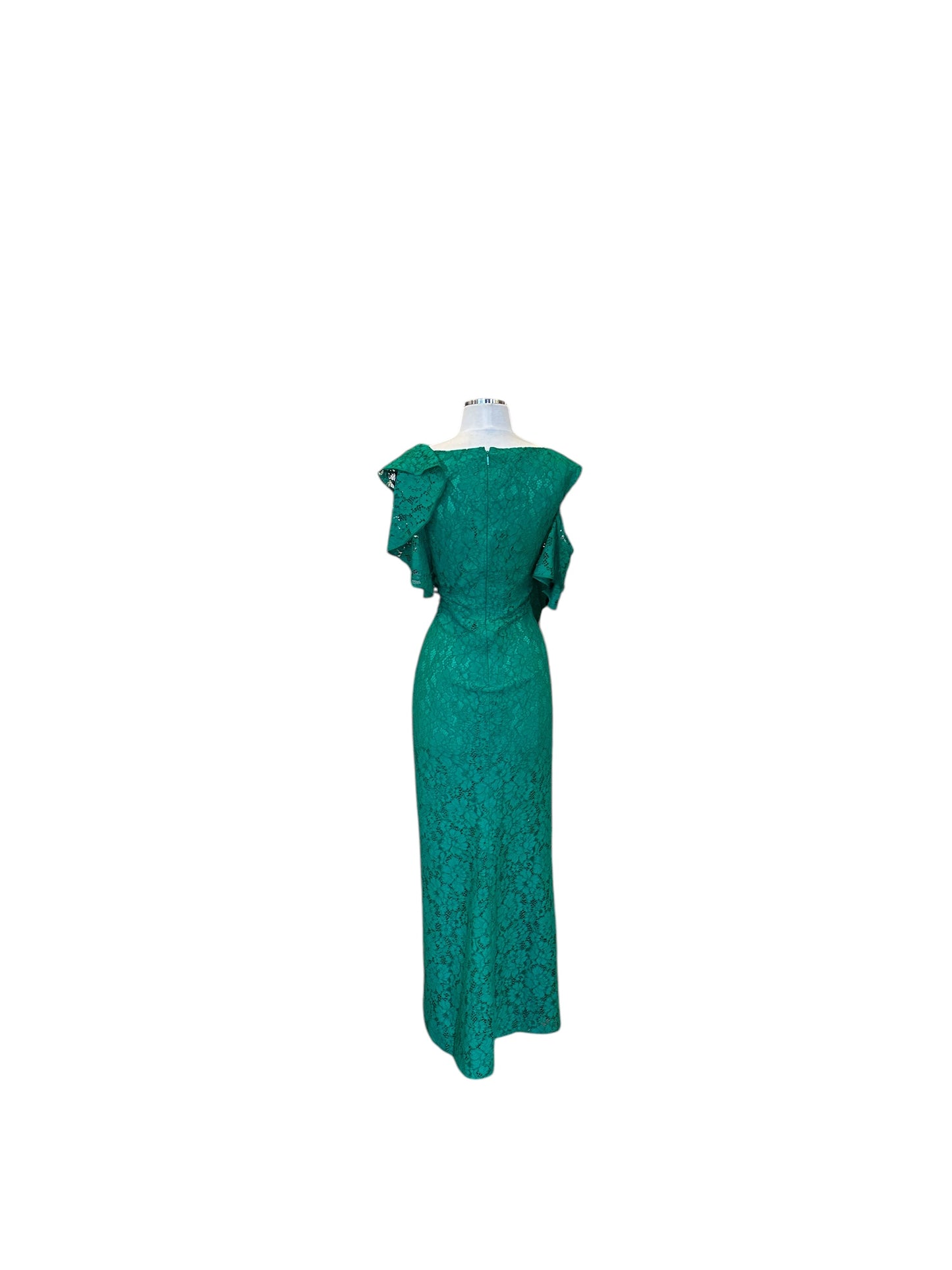 CAROLINA HERRERA Lace Ruffle Gown