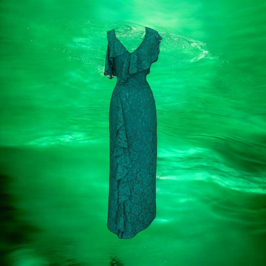 CAROLINA HERRERA Lace Ruffle Gown