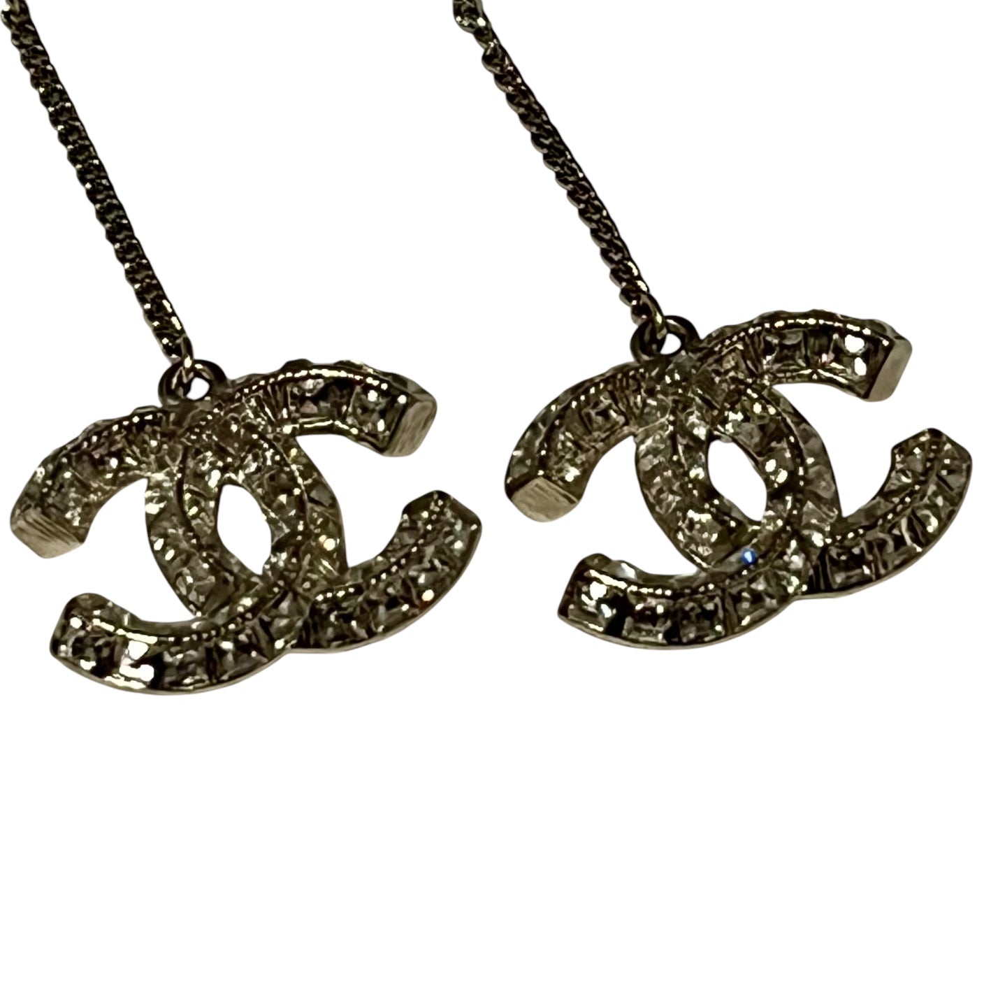 CHANEL Strass CC Drop Earrings