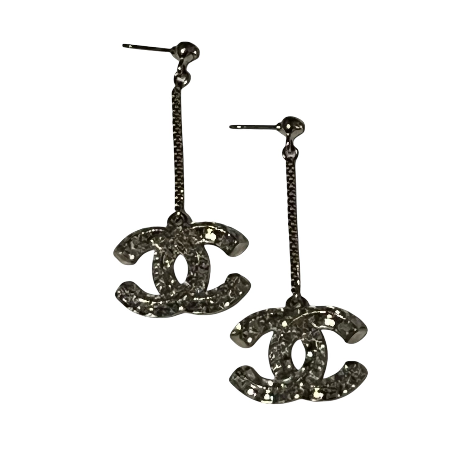CHANEL Strass CC Drop Earrings