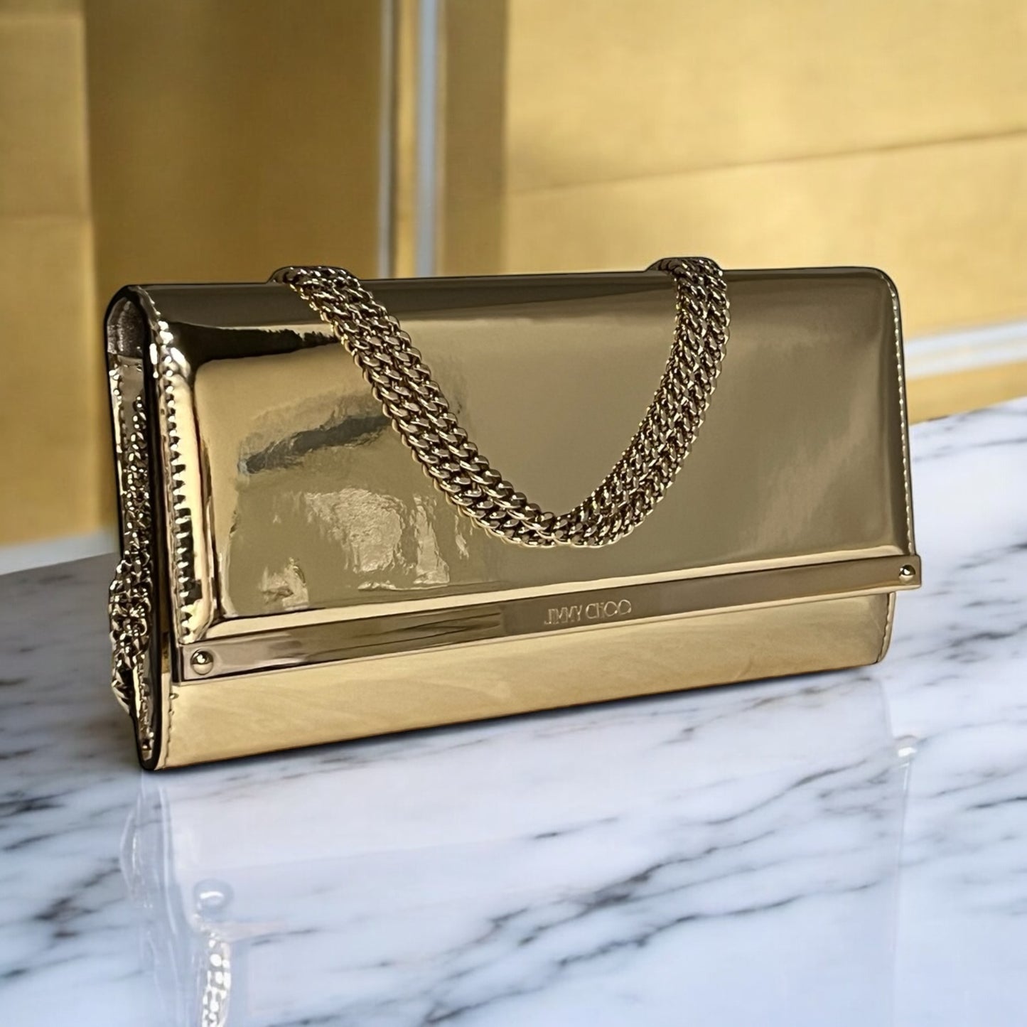 JIMMY CHOO Milla WOC Clutch Gold