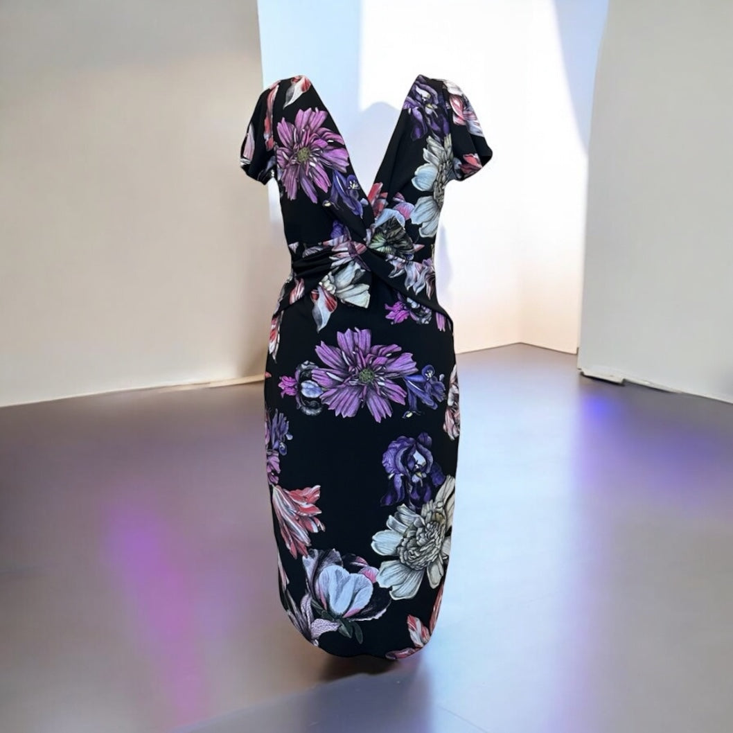 CHIARA BONI Floral Capsleeve Dress | Size 12
