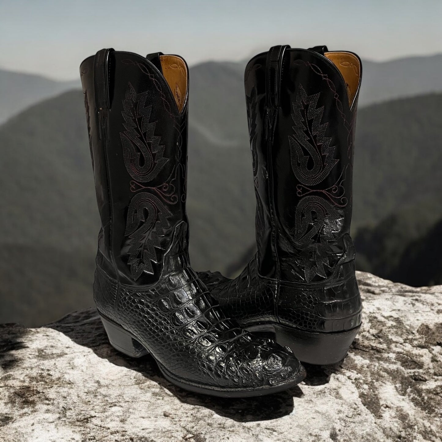 LUCCHESE Hornback Caiman Cowboy Boots | 9.5