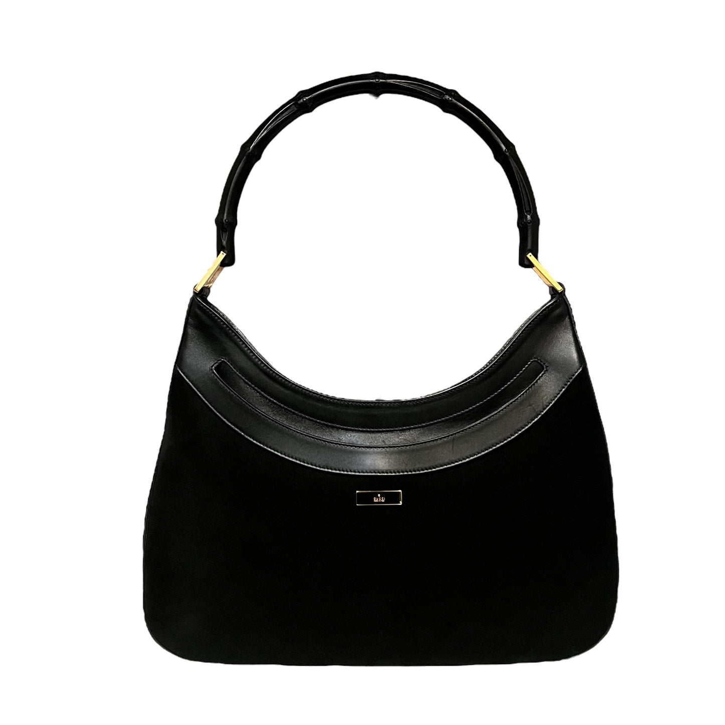 GUCCI Suede Bamboo Shoulder Bag
