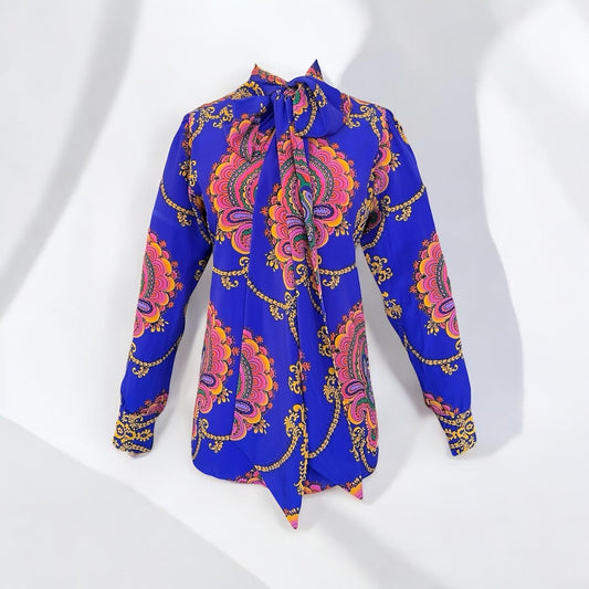 GUCCI Paisley Tie Neck Blouse | Size 42