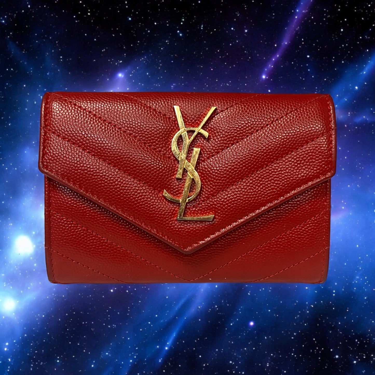 SAINT LAURENT Cassandre Matelasse Envelope Wallet in Red
