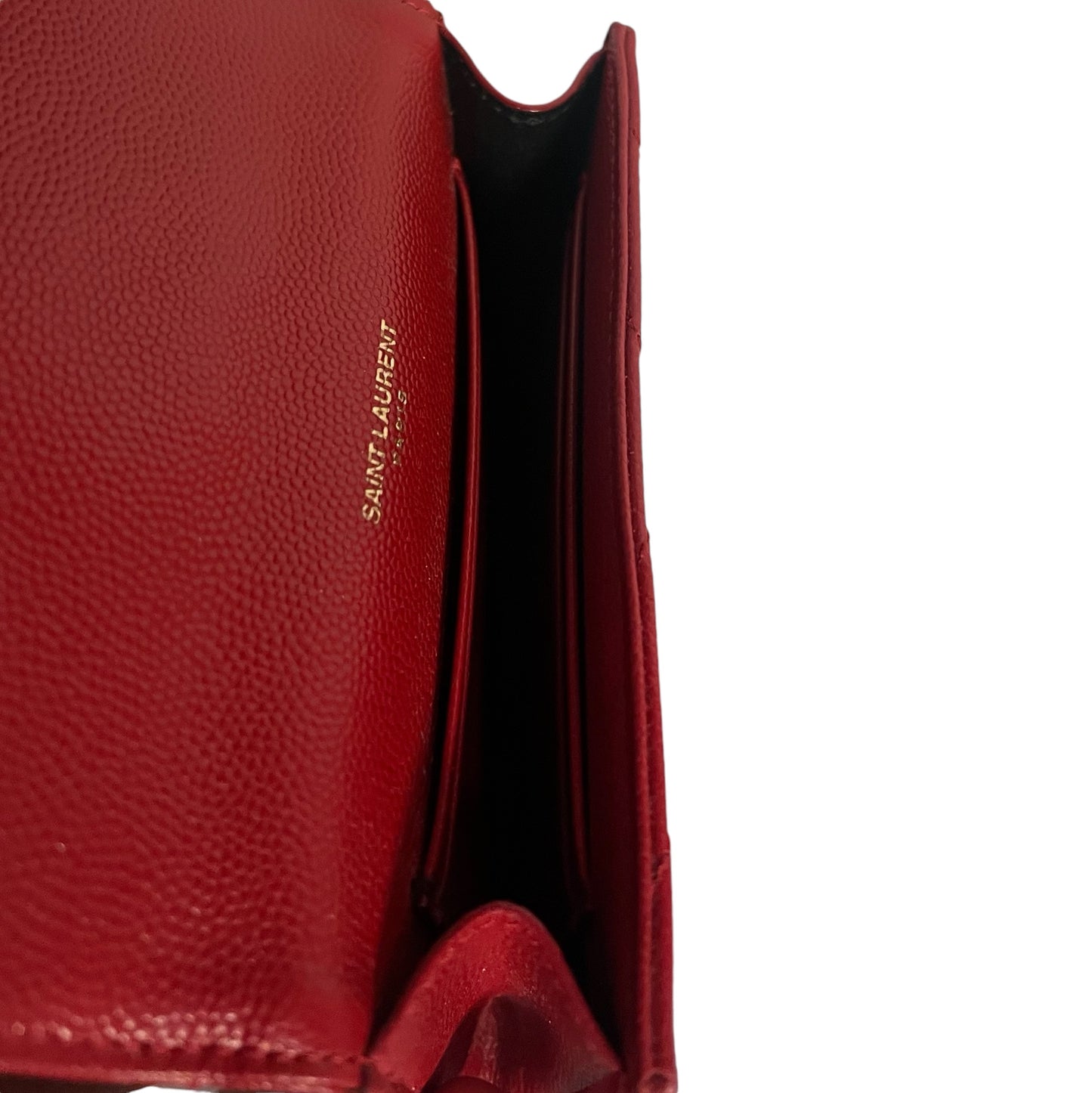 SAINT LAURENT Cassandre Matelasse Envelope Wallet in Red