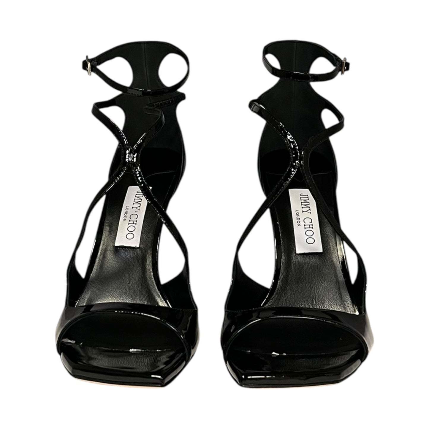 JIMMY CHOO Azia Patent Sandals in Black | 41.5