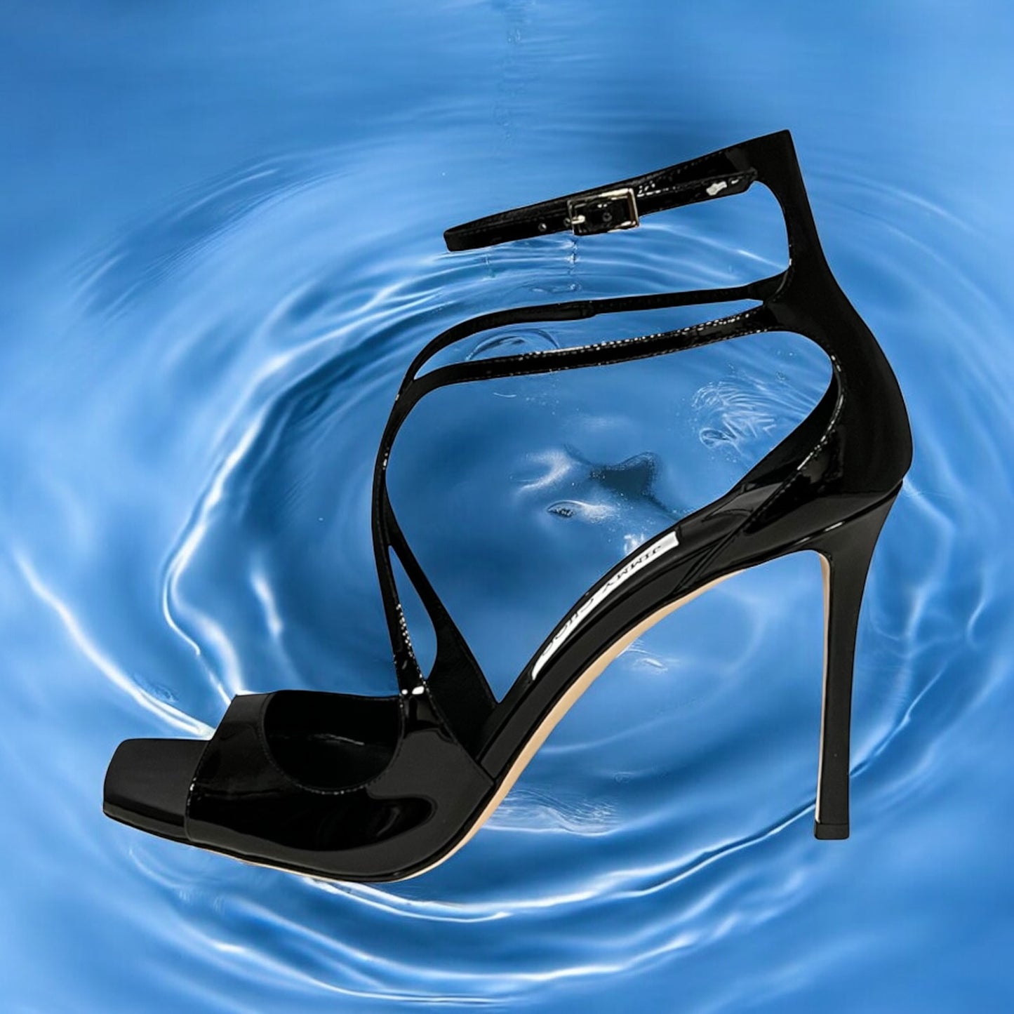 JIMMY CHOO Azia Patent Sandals in Black | 41.5