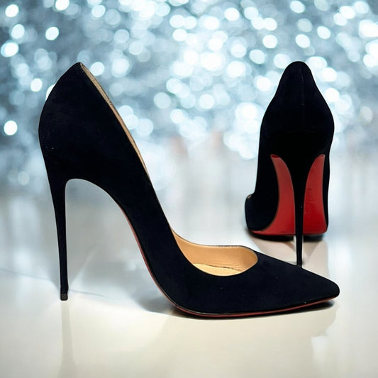 CHRISTIAN LOUBOUTIN So Kate Suede Pumps in Navy Blue | 38.5