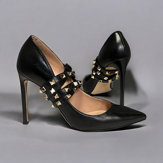 VALENTINO GARAVANI Rockstud Cage Leather Pumps | 38.5