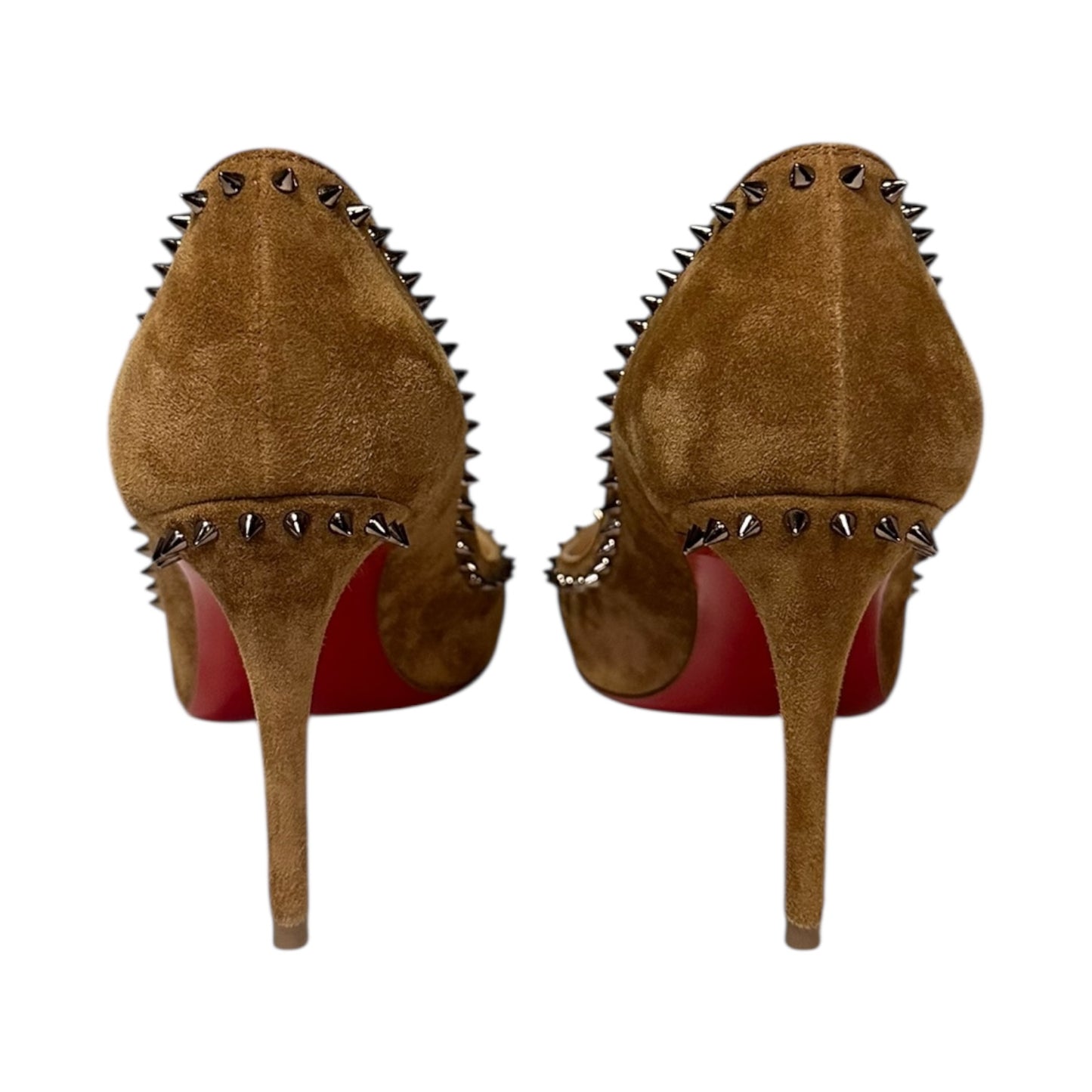CHRISTIAN LOUBOUTIN Anjalina Spike Suede Pumps in Scotch | 36