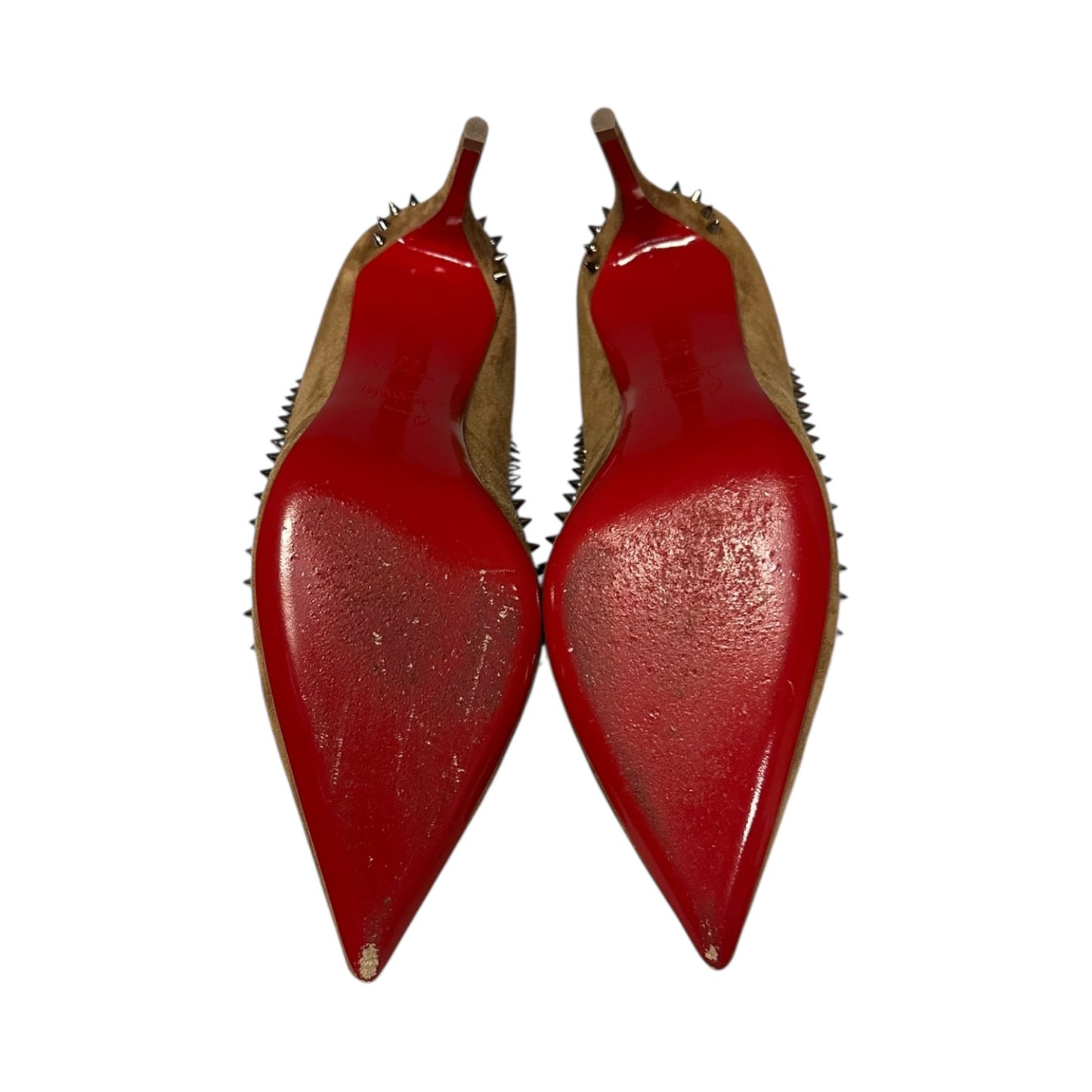 CHRISTIAN LOUBOUTIN Anjalina Spike Suede Pumps in Scotch | 36