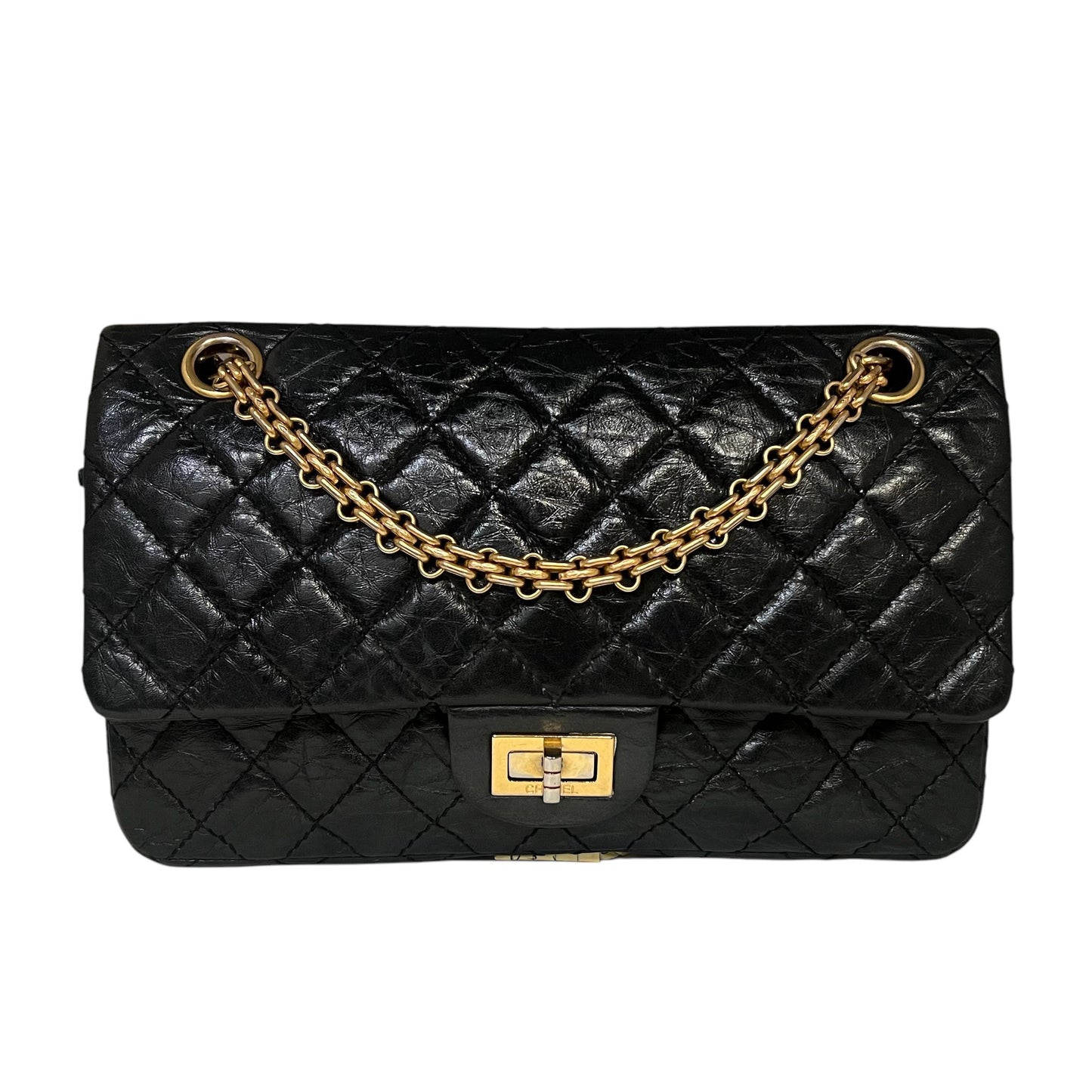 CHANEL 2.55 Quilted Double Flap Bag in Black | Small