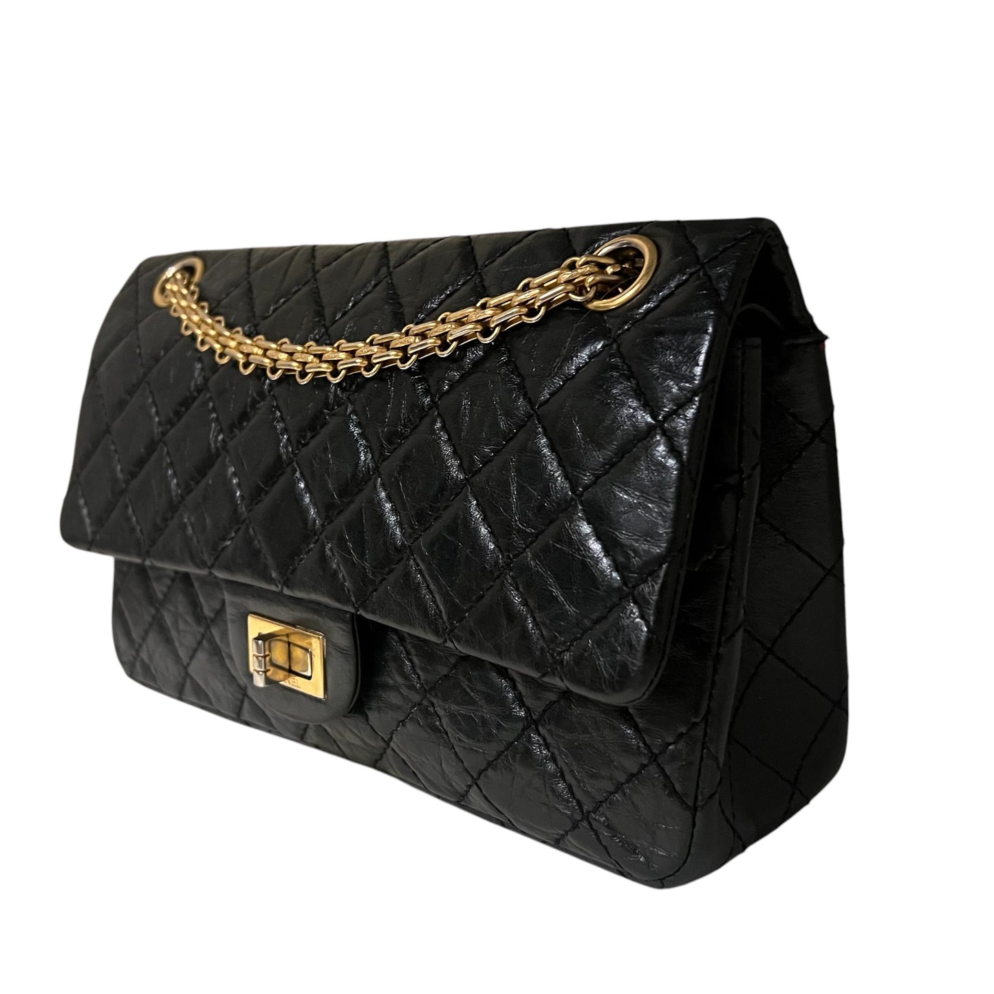 CHANEL 2.55 Quilted Double Flap Bag in Black | Small