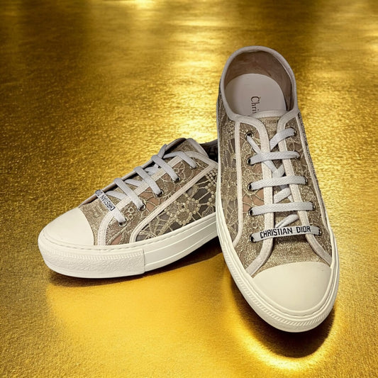 DIOR Walk’N’Dior Lace Sneakers in Gold | 40