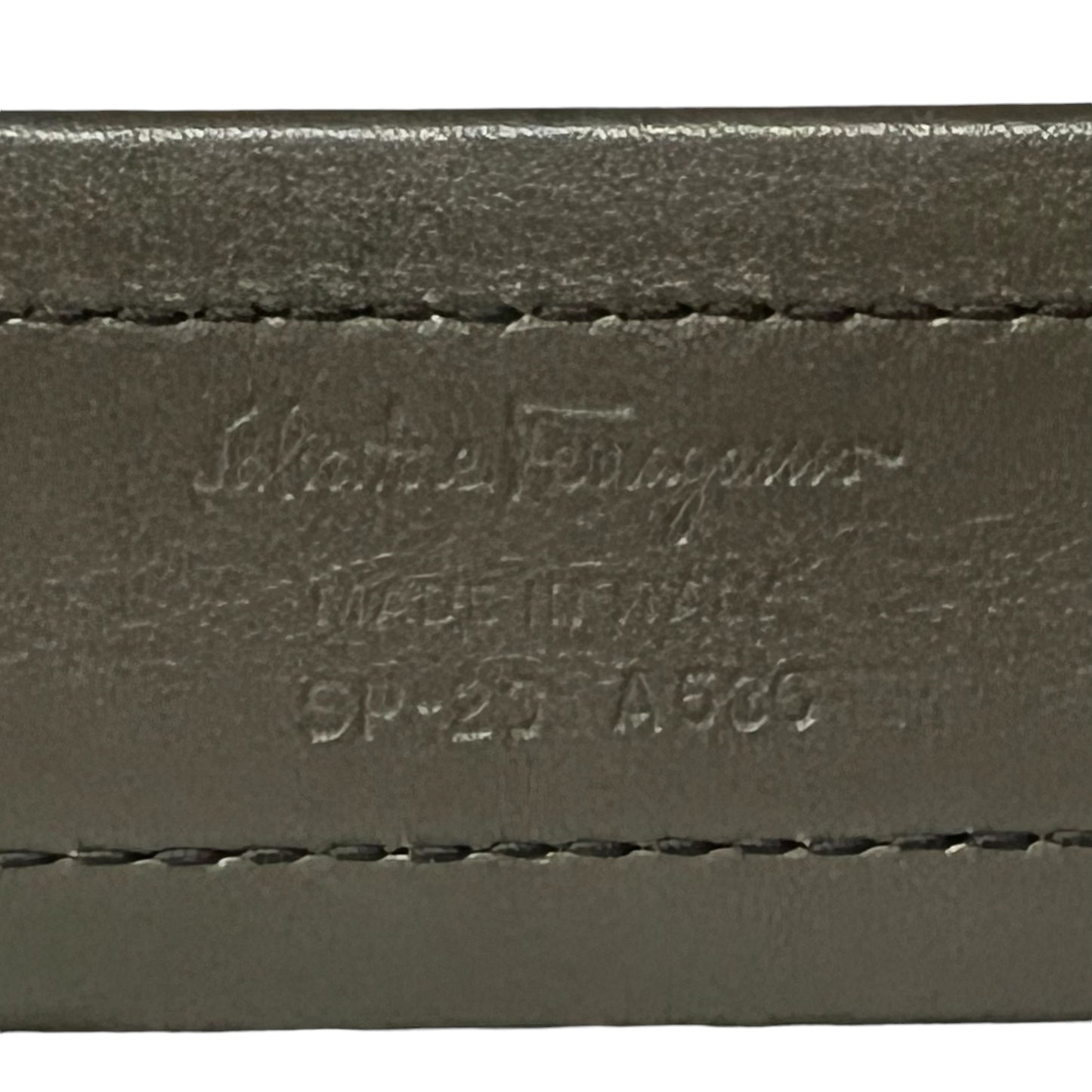 FERRAGAMO Vintage Gancini Belt in Gray & Gunmetal | 100cm