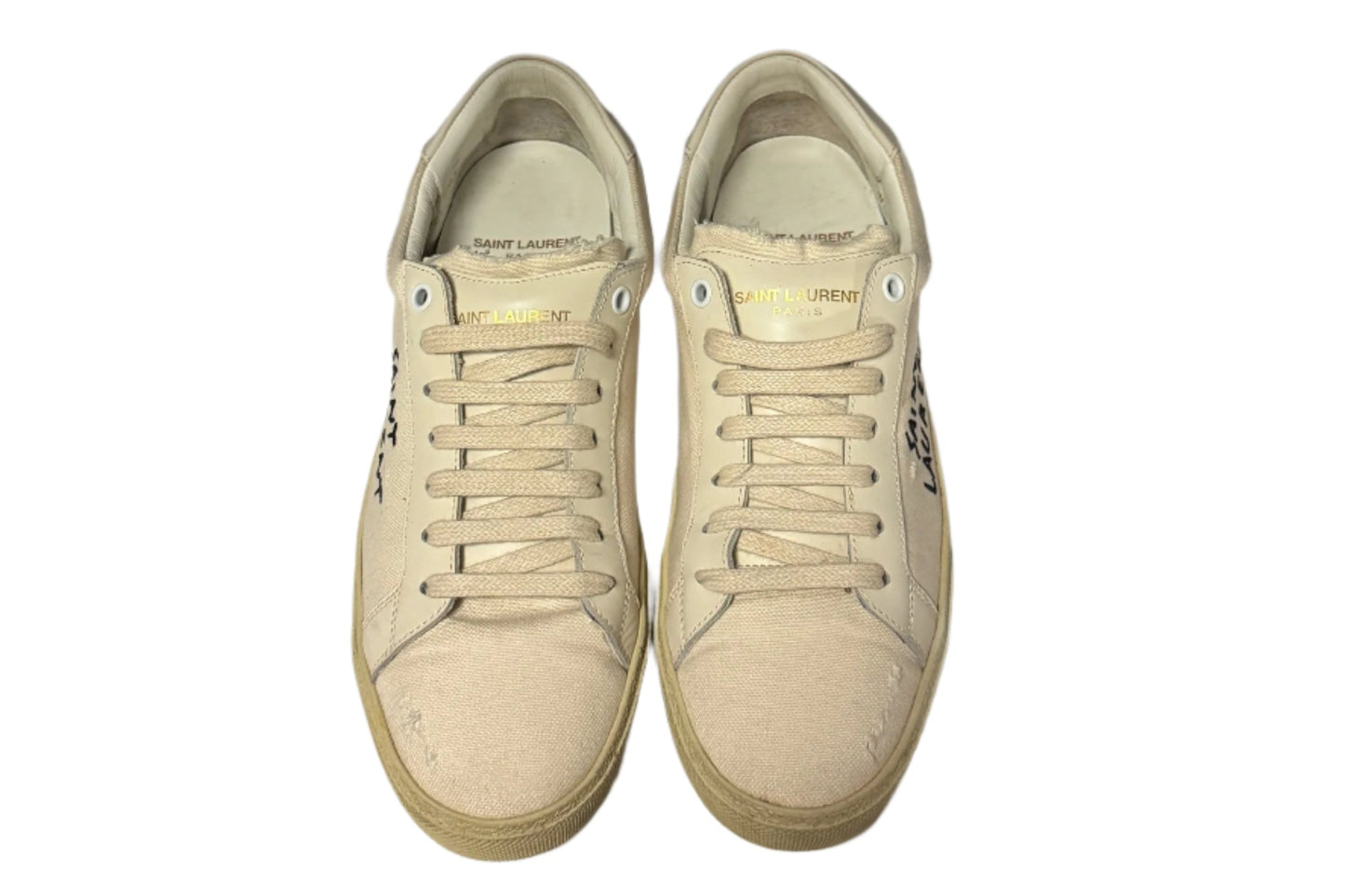 SAINT LAURENT Embroidered Court Sneakers | Size 39