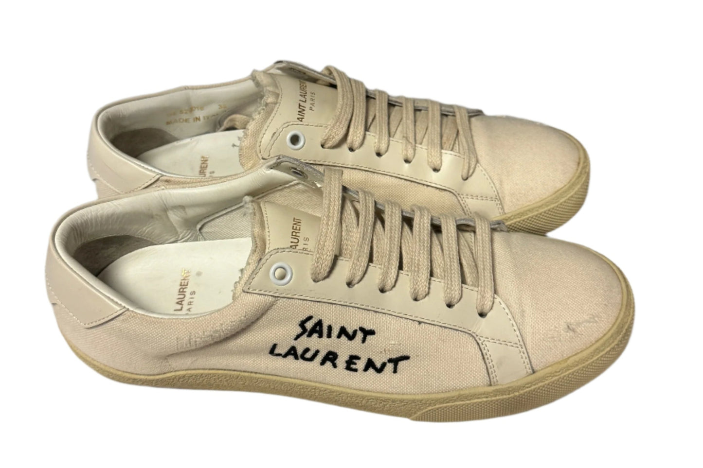 SAINT LAURENT Embroidered Court Sneakers | Size 39