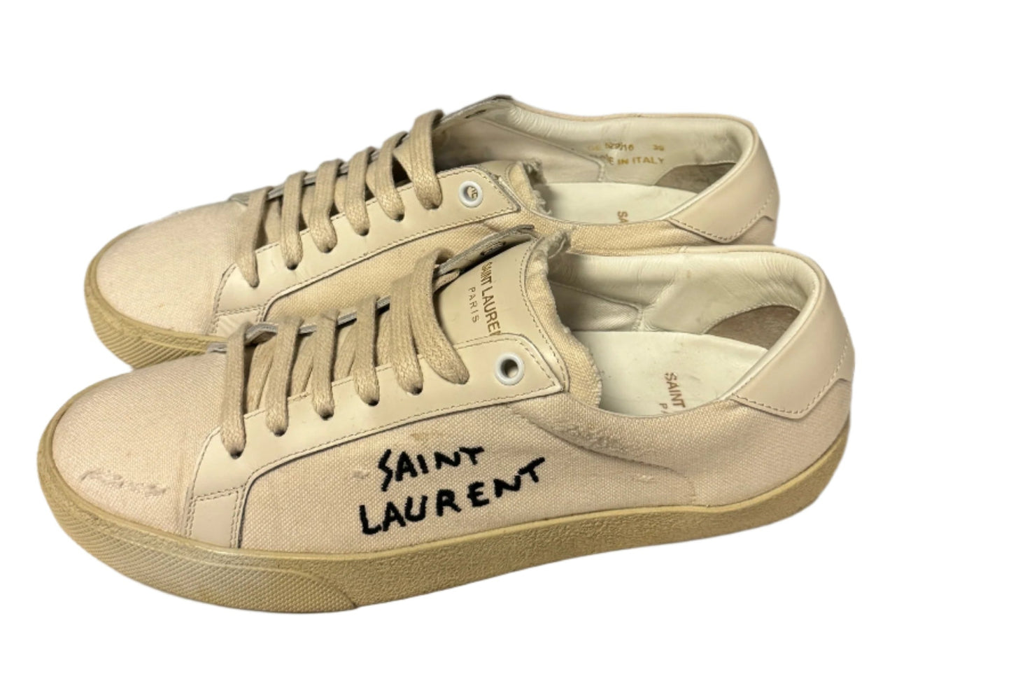SAINT LAURENT Embroidered Court Sneakers | Size 39