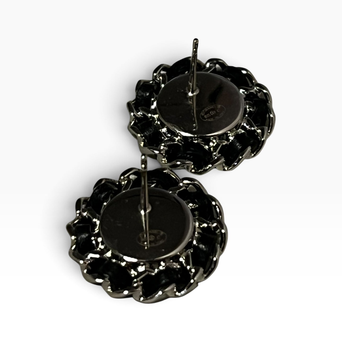 CHANEL Chain Around Earrings Silver Tone
