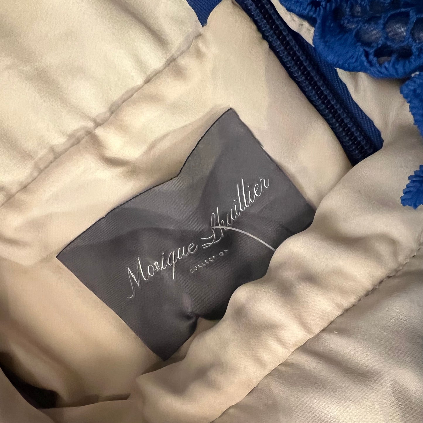 MONIQUE LHUILLIER Lace Dress in Blue | 4