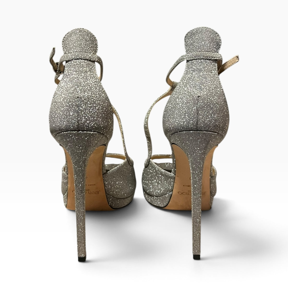 JIMMY CHOO Glitter Sandal in Silver | 40