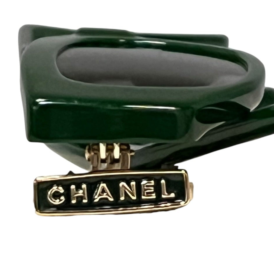CHANEL CC Glass Pearl Sunglasses in Green