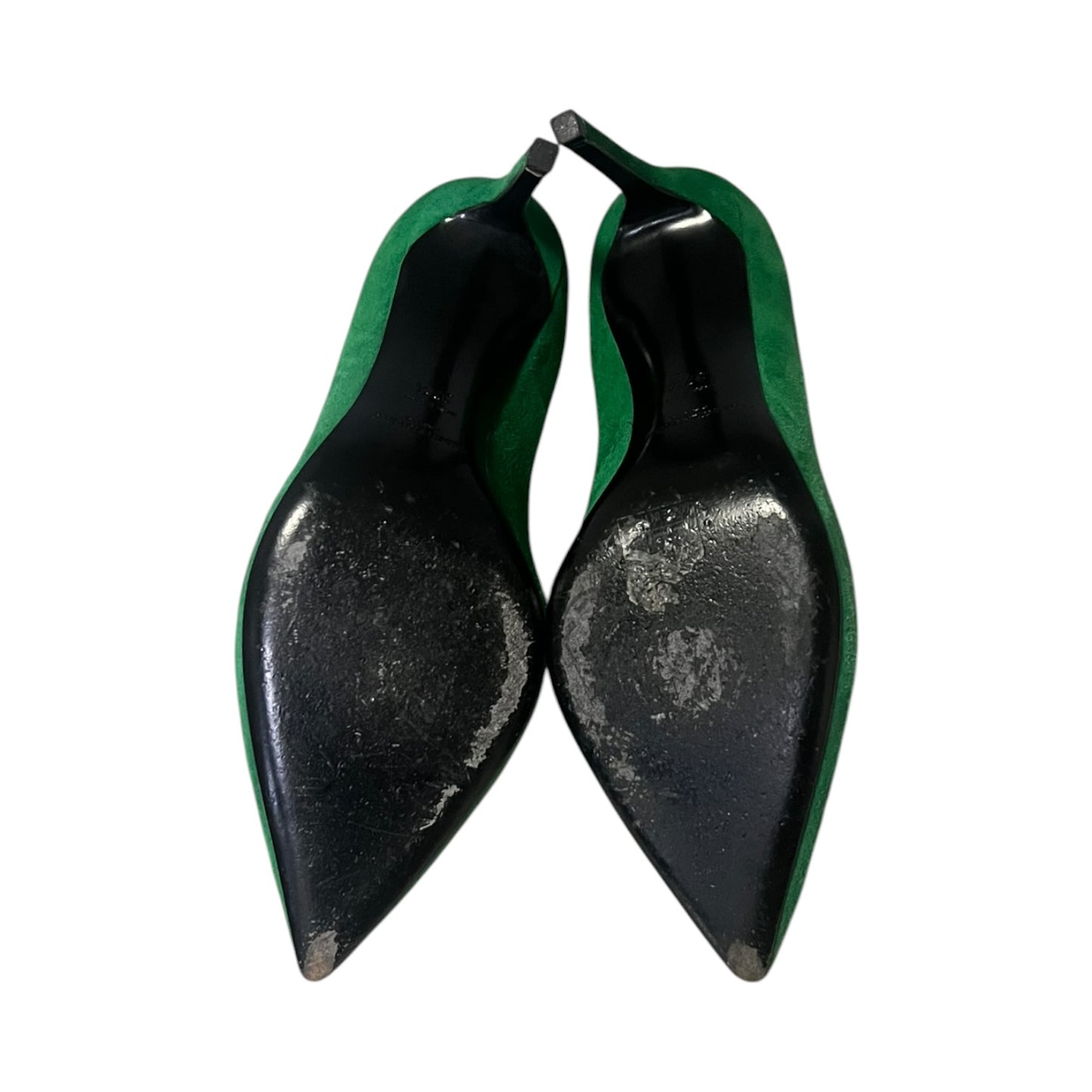 SAINT LAURENT Paris Suede Pumps in Green | 37.5