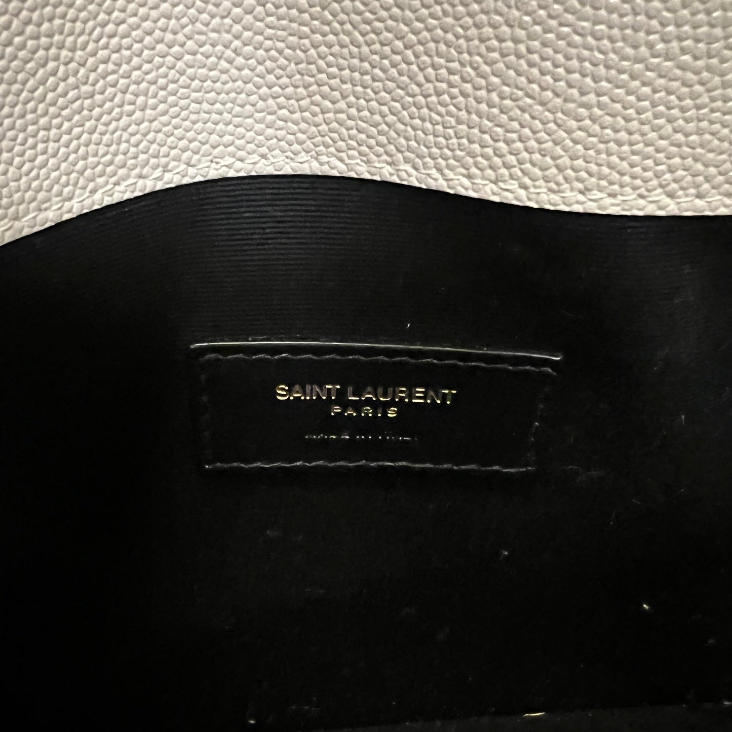 SAINT LAURENT Uptown Clutch in Vintage Blanc Grain De Poudre Leather