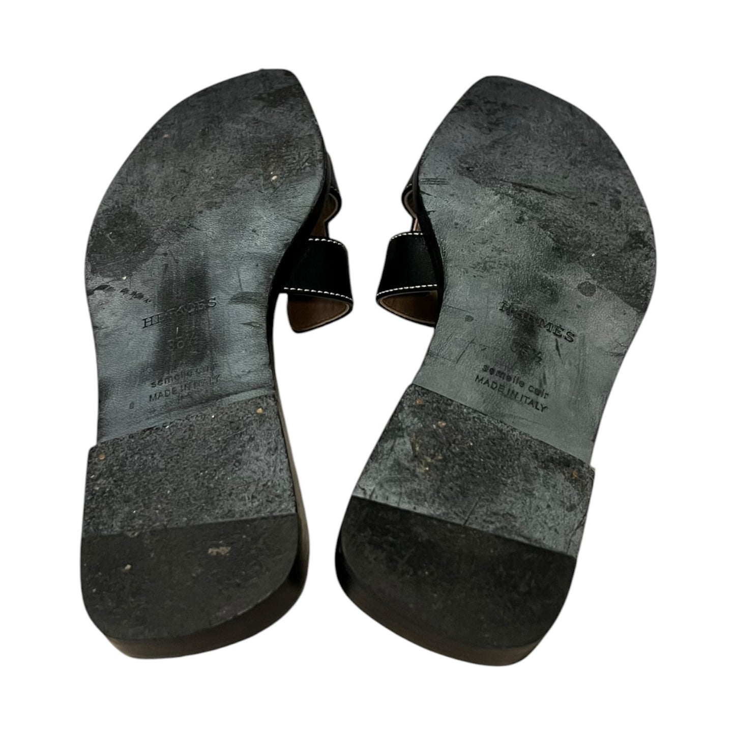 HERMES Oran Slide Sandals in Black | 36.5