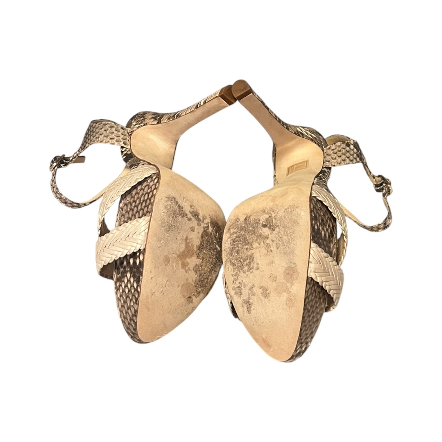 ALEXANDRE BIRMAN Python + Braided Leather Sandals |