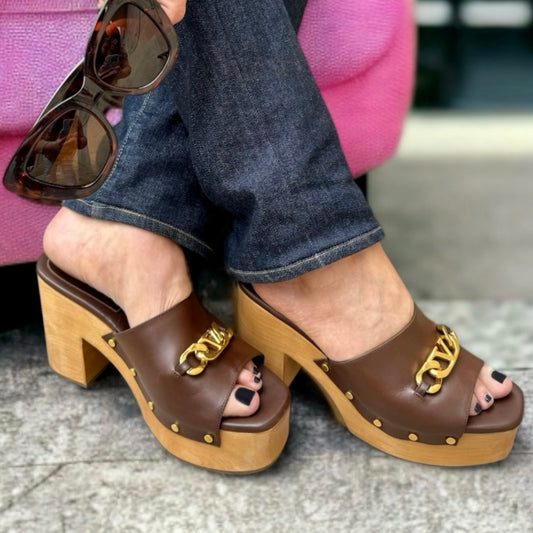 VALENTINO GARAVANI Vlogo Mules in Brown | Size 40
