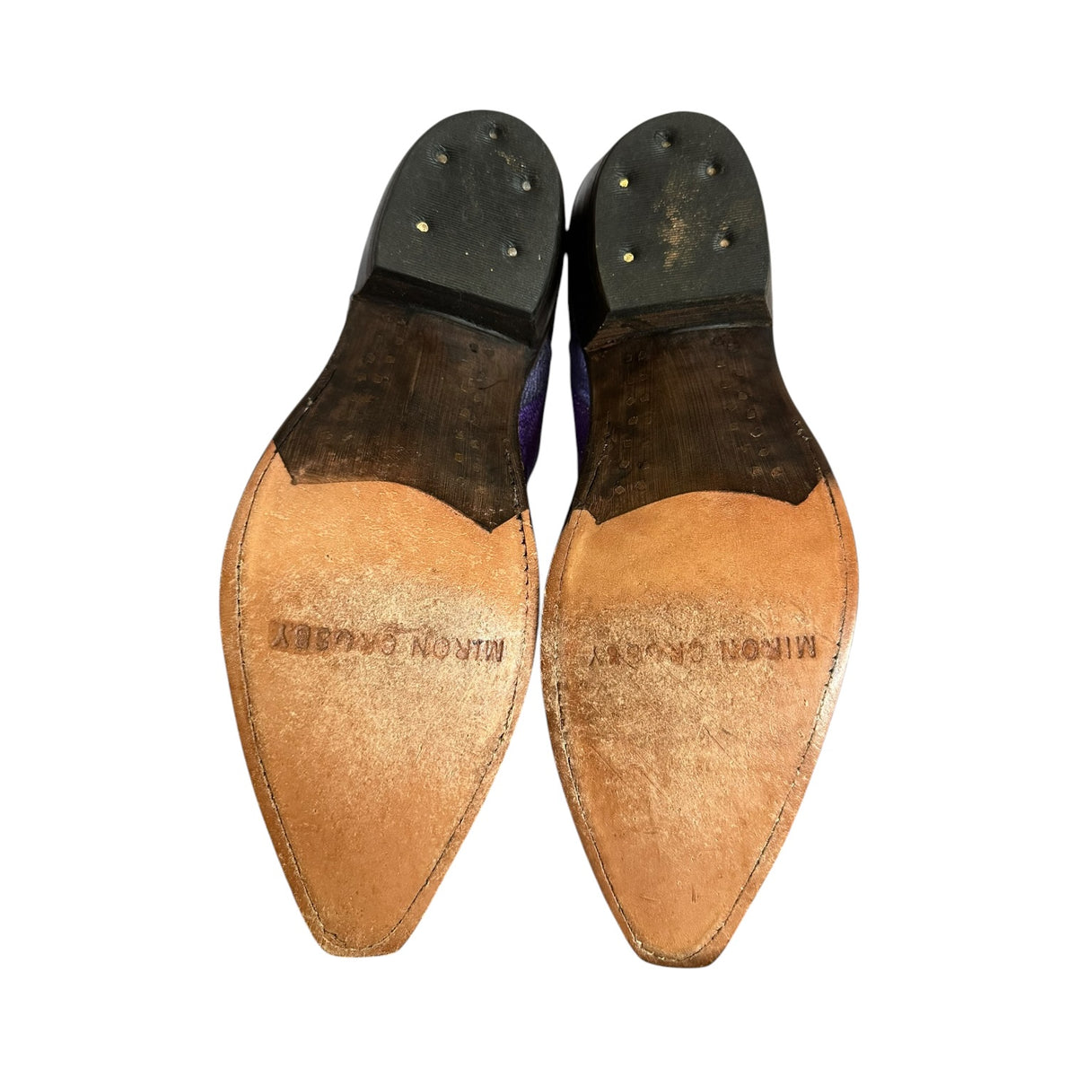 MIRON CROSBY Metallic Short Cowboy Boots in Purple |