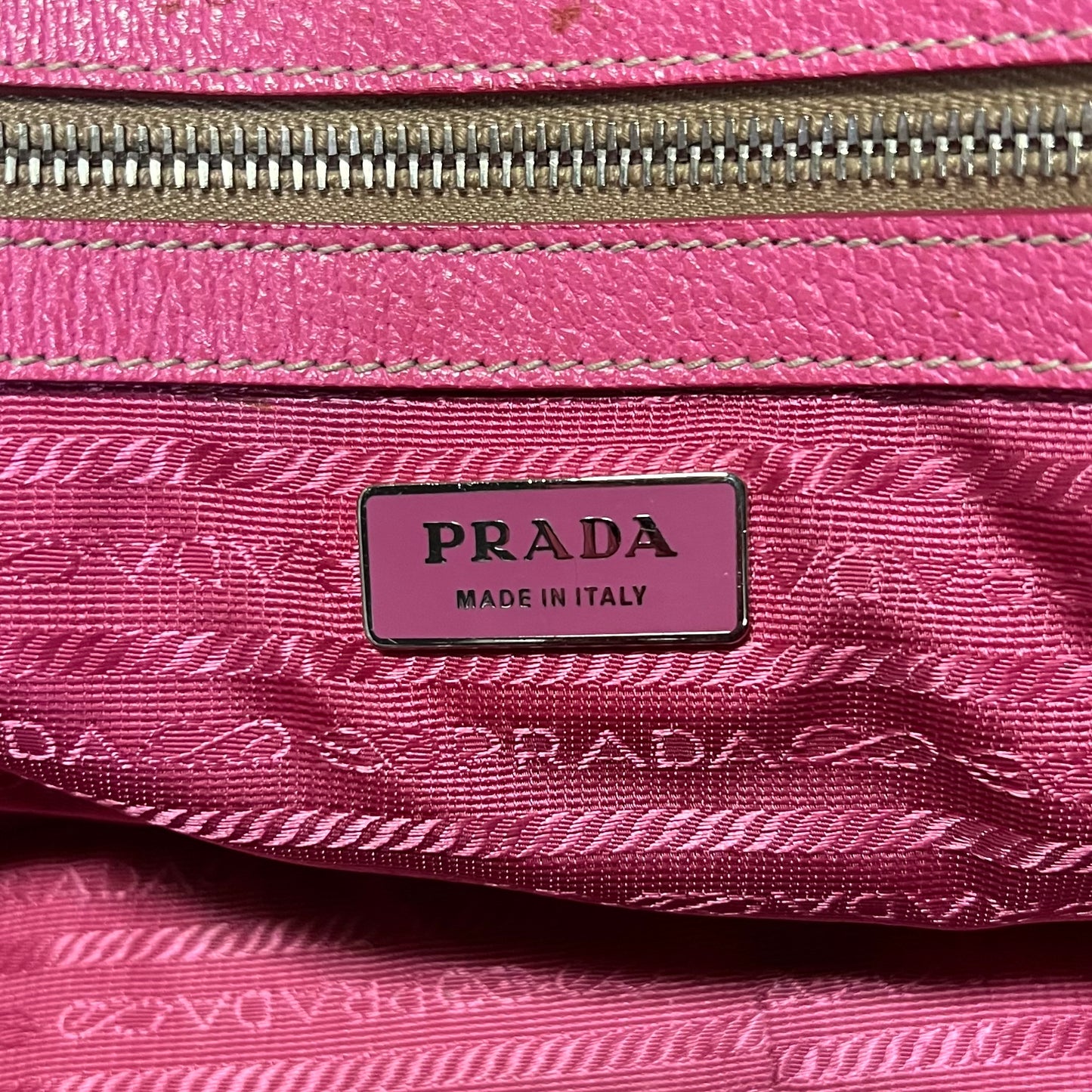 PRADA Canapa St. Soho Bowler Bag in Pink and Coral
