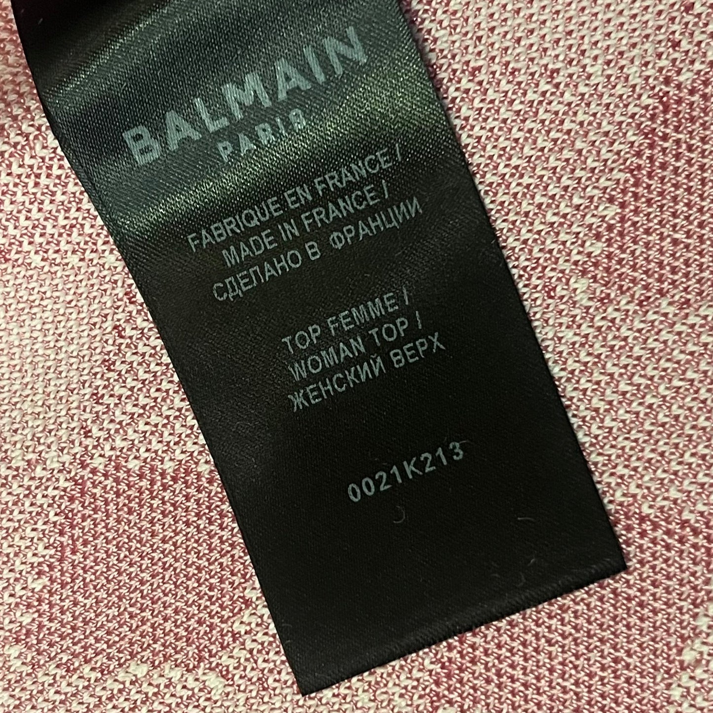 BALMAIN Sleeveless Check Knit Top in Pink & White | S