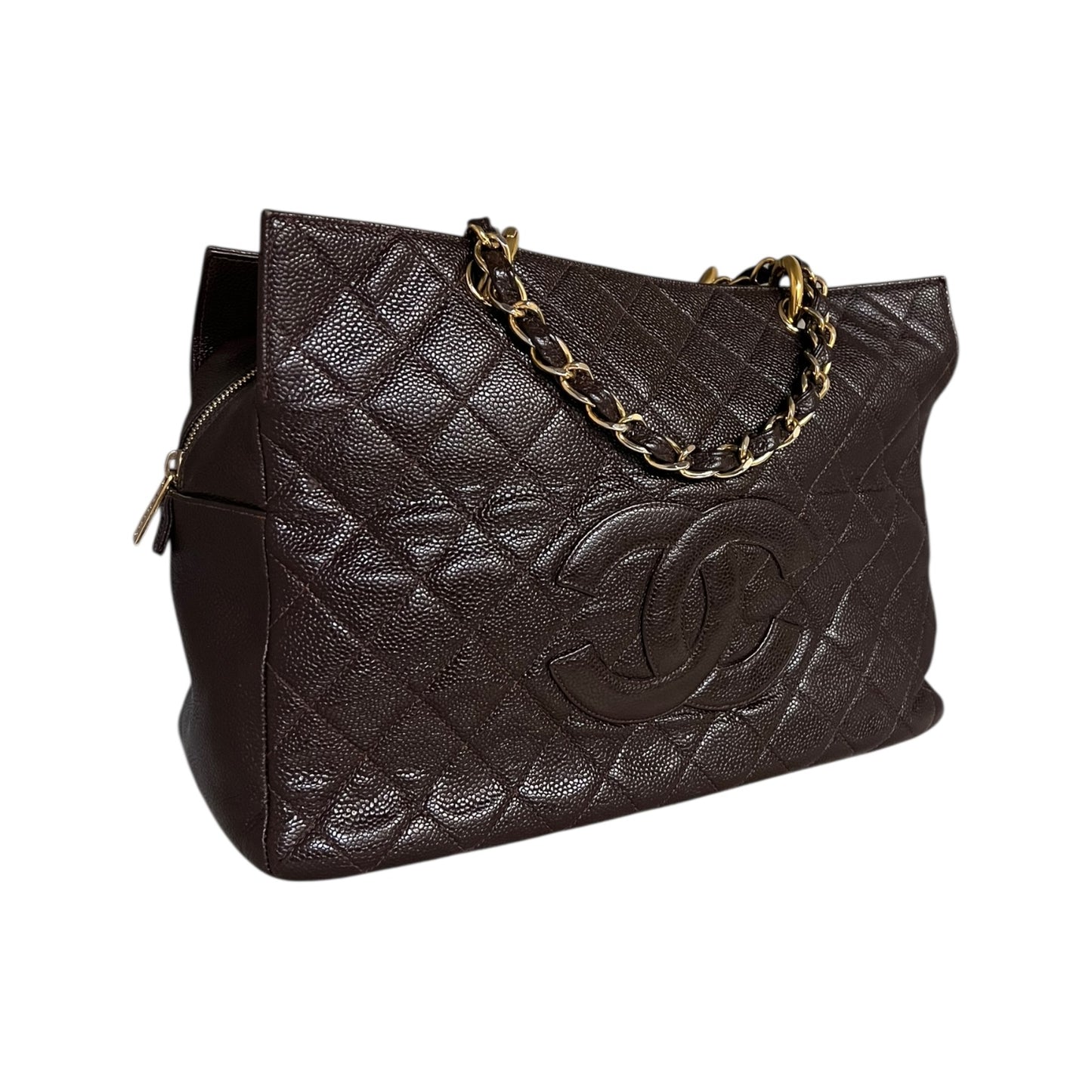 CHANEL Grand Timeless Tote in Chocolate Caviar Leather