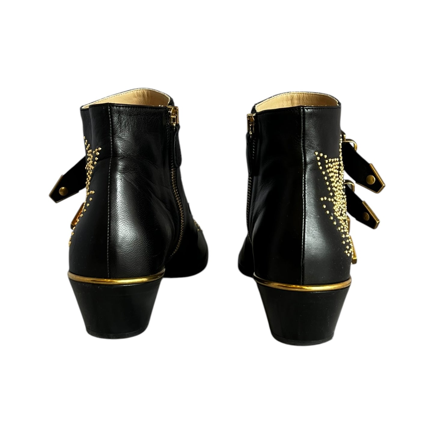 CHLOE Susanna Ankle Boot in Black & Gold | 37.5